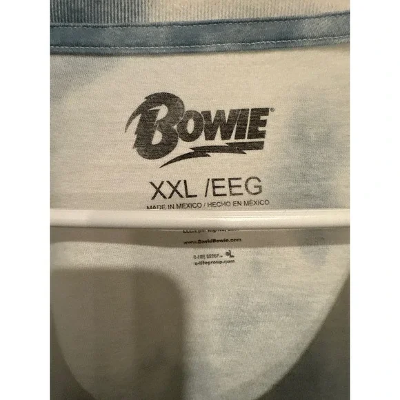 David Bowie Aladdin Sane Tie Dye Graphic Crop Top Tee XXL Blue White Rock Music - Picture 2 of 3